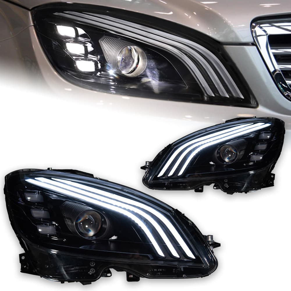 For 2007-2010 Mercedes-Benz C-Class W204 Modified Headlight Assembly C300/260/200 Upgrade LED Lens