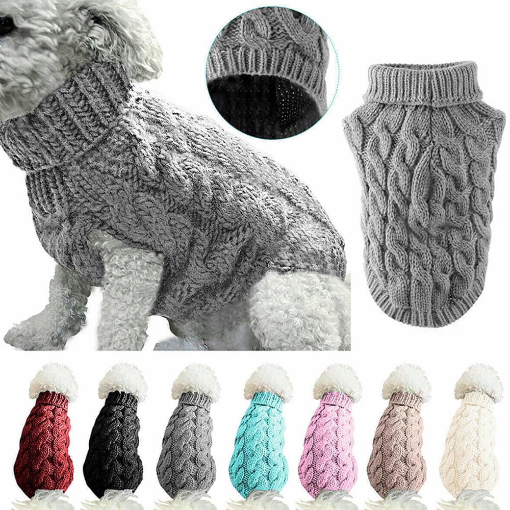 New Autumn Winter Pet Fashion Comfortable Dog Sweater Pet Clothes Solid Color Cable Knit Warm Clothing