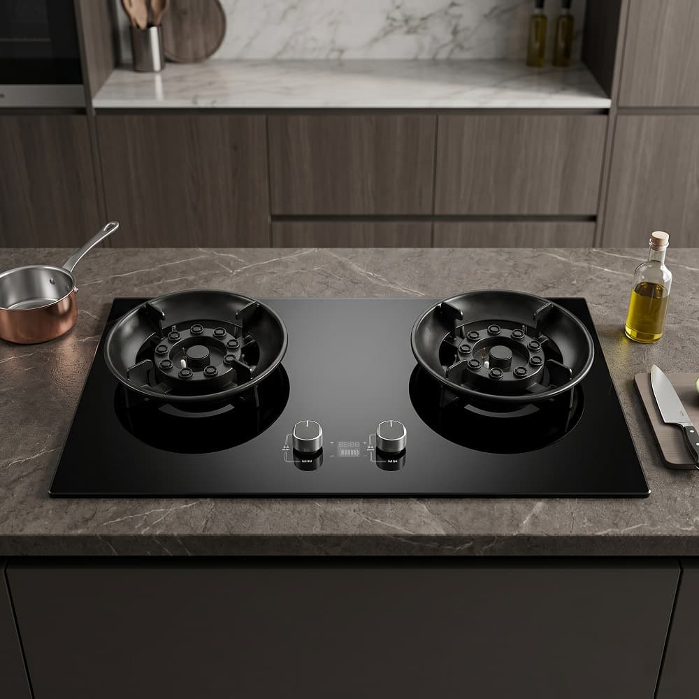2-Burner Electric Stove Top, Household Gas Stove, Built-In Kitchen Appliance for Cooking in the Home Kitchen