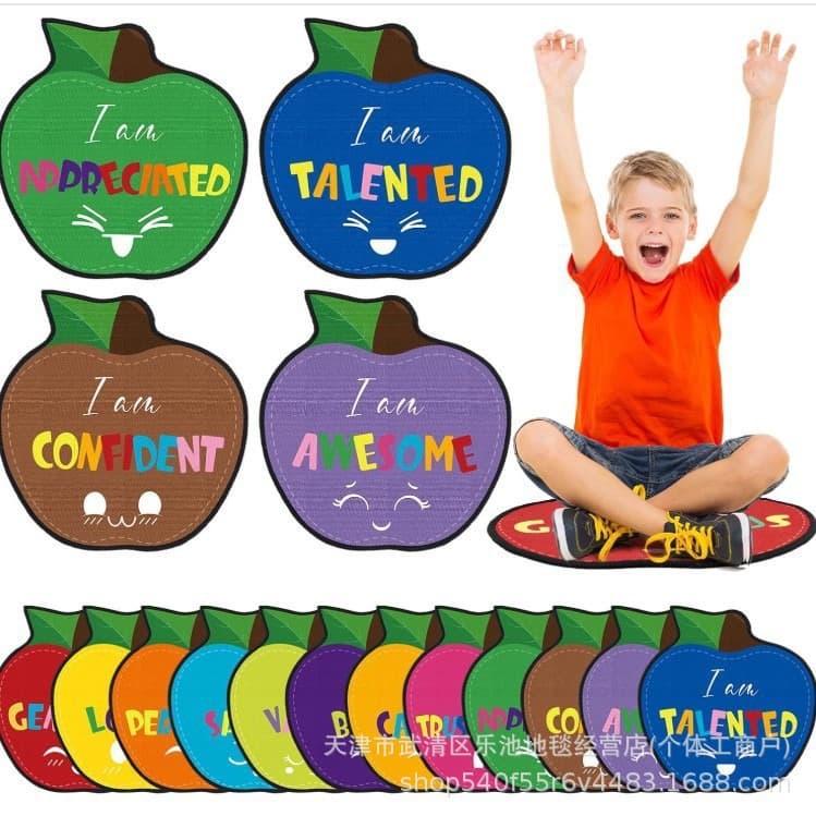Children's crystal velvet floor mats, non-slip and stain-resistant mats, living room, bedroom carpets, classroom seats, round soft cushions