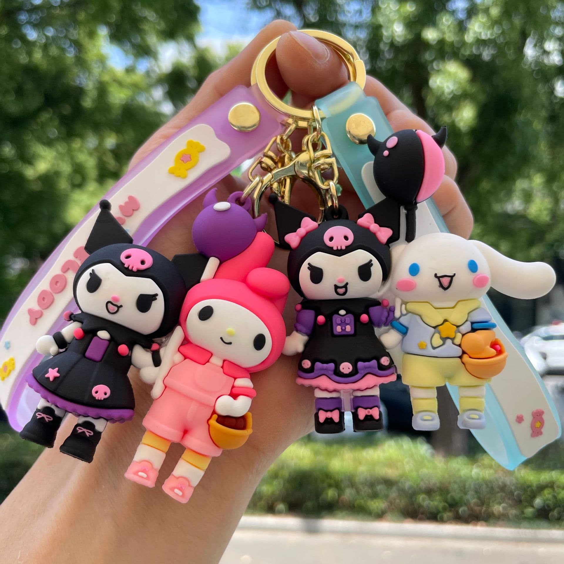Double Plush Toy Sanrio Keychain Kuromi My Melody Bag Pendant Claw Machine Cute Couple Small Gift