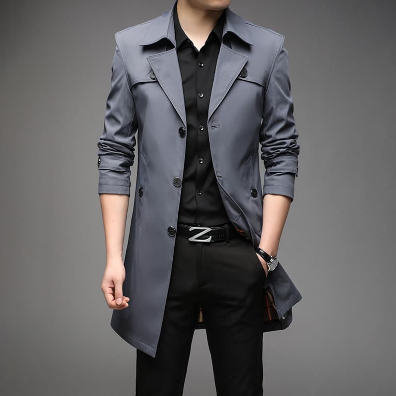 (Long-term Style) Plus Size Top for Men, Spring and Autumn Youth Solid Color Light Luxury Mid-Length Men's Coat 8906 Style 10 Colors