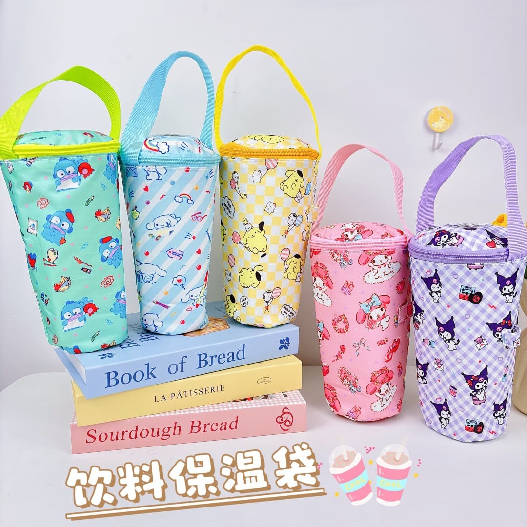 Cartoon Kuromi Cinnamon Milk Tea Insulated Bag Girly Heart Drink Cold Insulated Handbag New Water Cup Bag