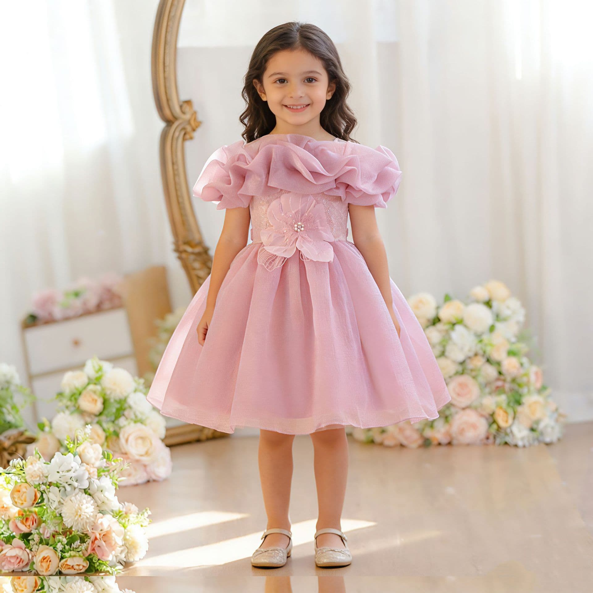 New Girls Off-Shoulder Dress Baby First Birthday Princess Dress Children's Wholesale Baby Tutu Dress