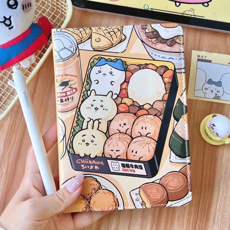 Original new cute anime curry beef rice soft shell leather notebook with painted inner pages student notebook diary