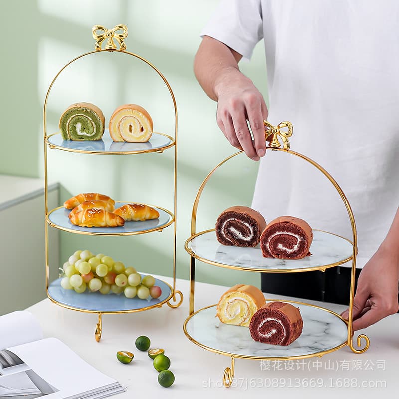 Light Luxury Multi-Layer Cake Stand 8-inch/10-inch Afternoon Tea Dessert Stand Wedding Display Stand Cosmetic Organizer Rack