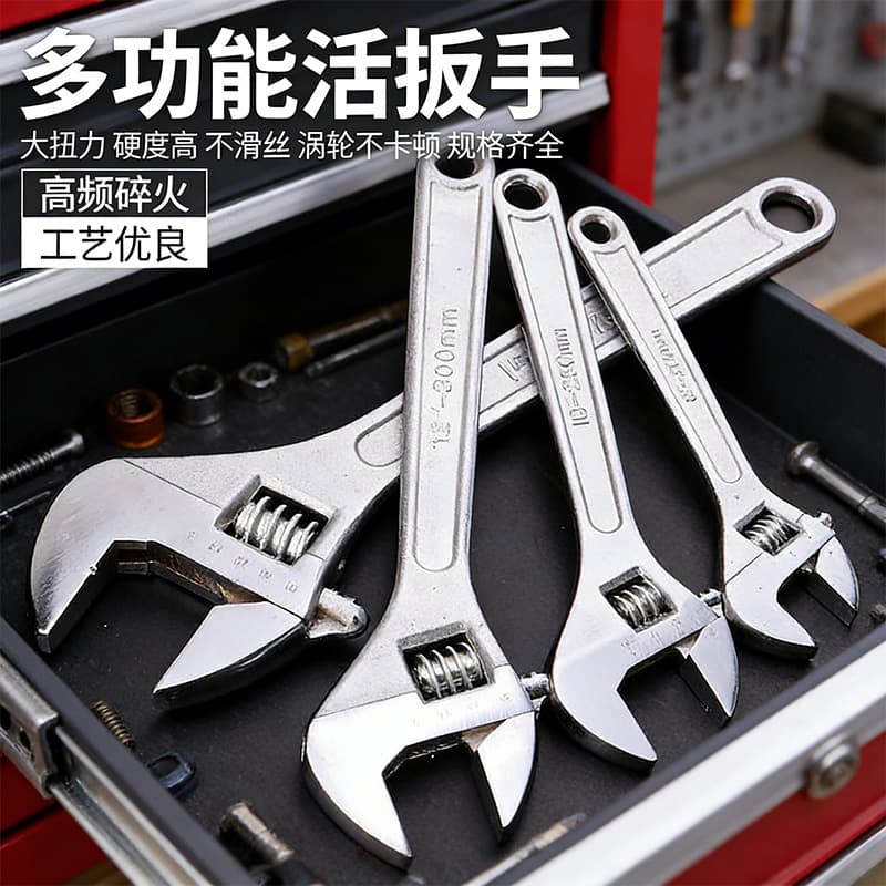 Adjustable Wrench High Hardness Industrial Grade Adjustable Wrench Roller Adjustable Wrench 300mm High Carbon Steel Adjustable Wrench
