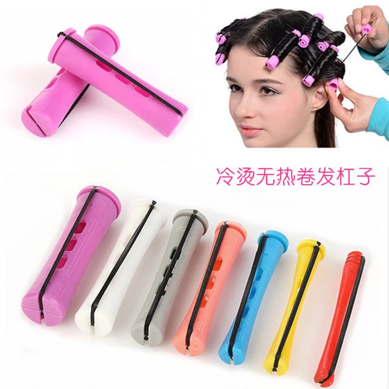 Salon Cold Perm Rods with Caps, Hair Curlers, Plastic Rubber Band Perm Rods, Perm Tools