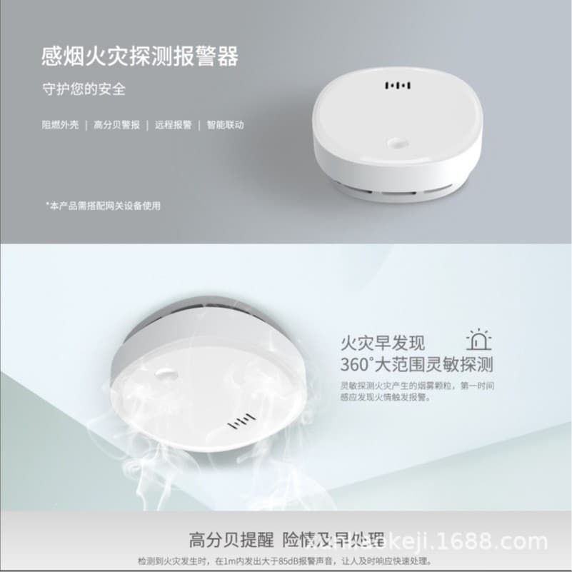 Smoke Detection Alarm with High-decibel Alert for Fire, 360° Wide-range Smoke Detection and Timely Warning