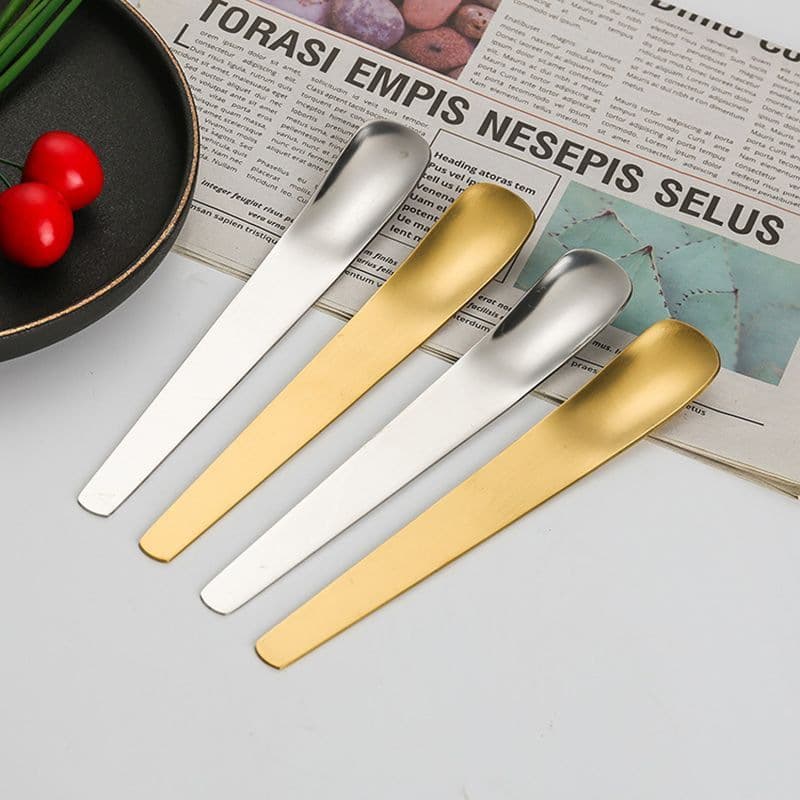 Dessert Spoon Cake Eating Spoon High Aesthetics Flat Head Exquisite Yogurt Square Head Viral Ins Coffee Spoon Stainless Steel...