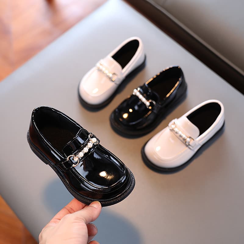Children's Loafers Spring Autumn Single Shoes Girls Soft Sole Leather Shoes British Style Shiny Black Performance Shoes