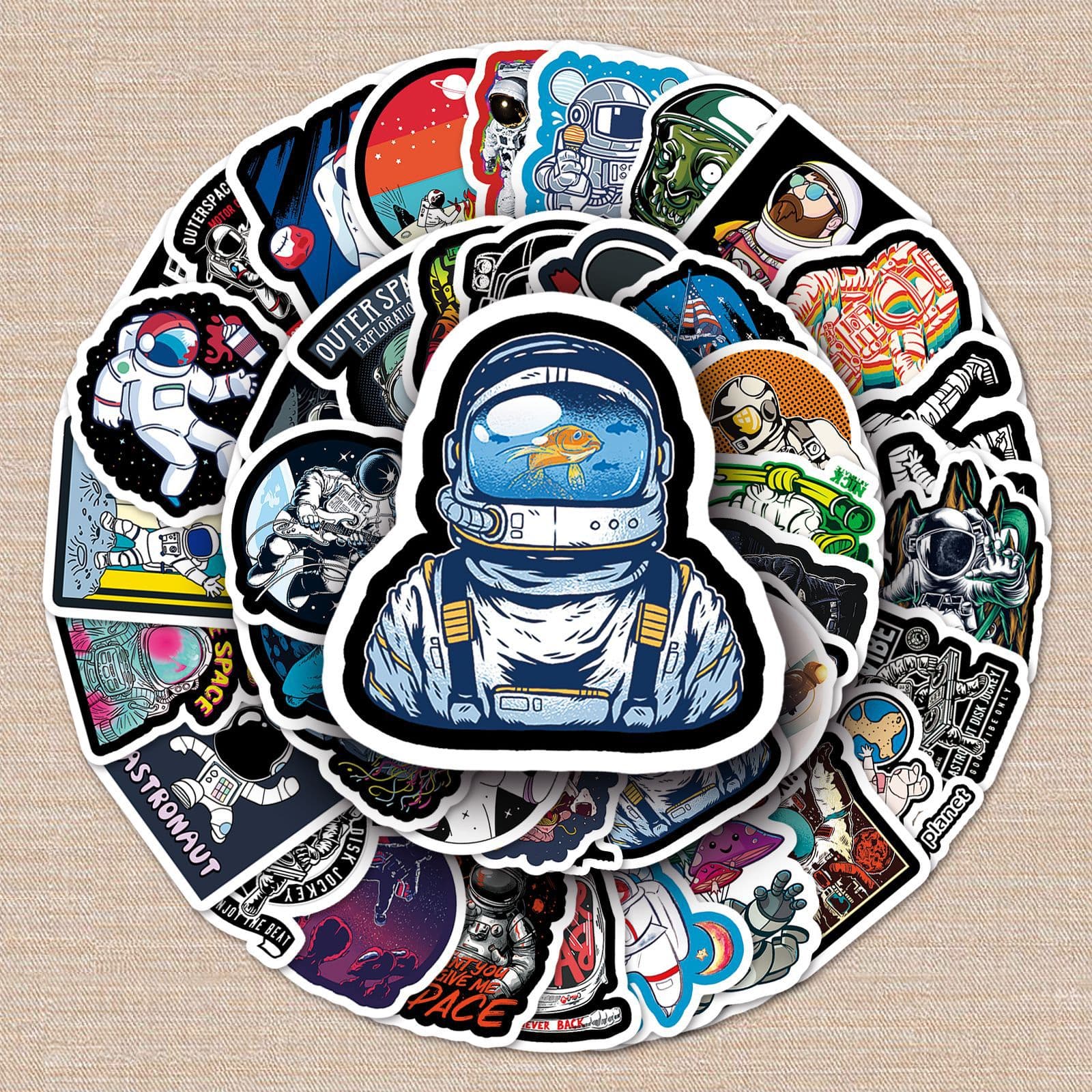 54 Astronaut Graffiti Stickers Personalized Cross-border Creative Goo Card DIY Water Cup Skateboard Luggage Stickers Waterproof