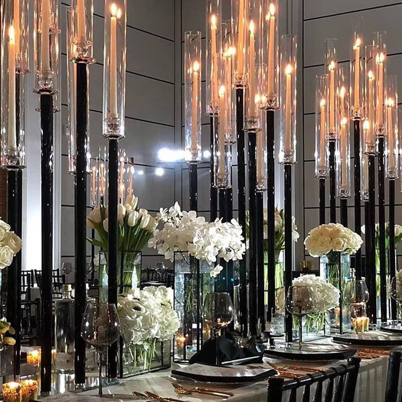 Cross-Border Wedding Props Black Multi-Arm Iron Candlesticks Event Party Wedding Hotel Table Centerpiece Decoration