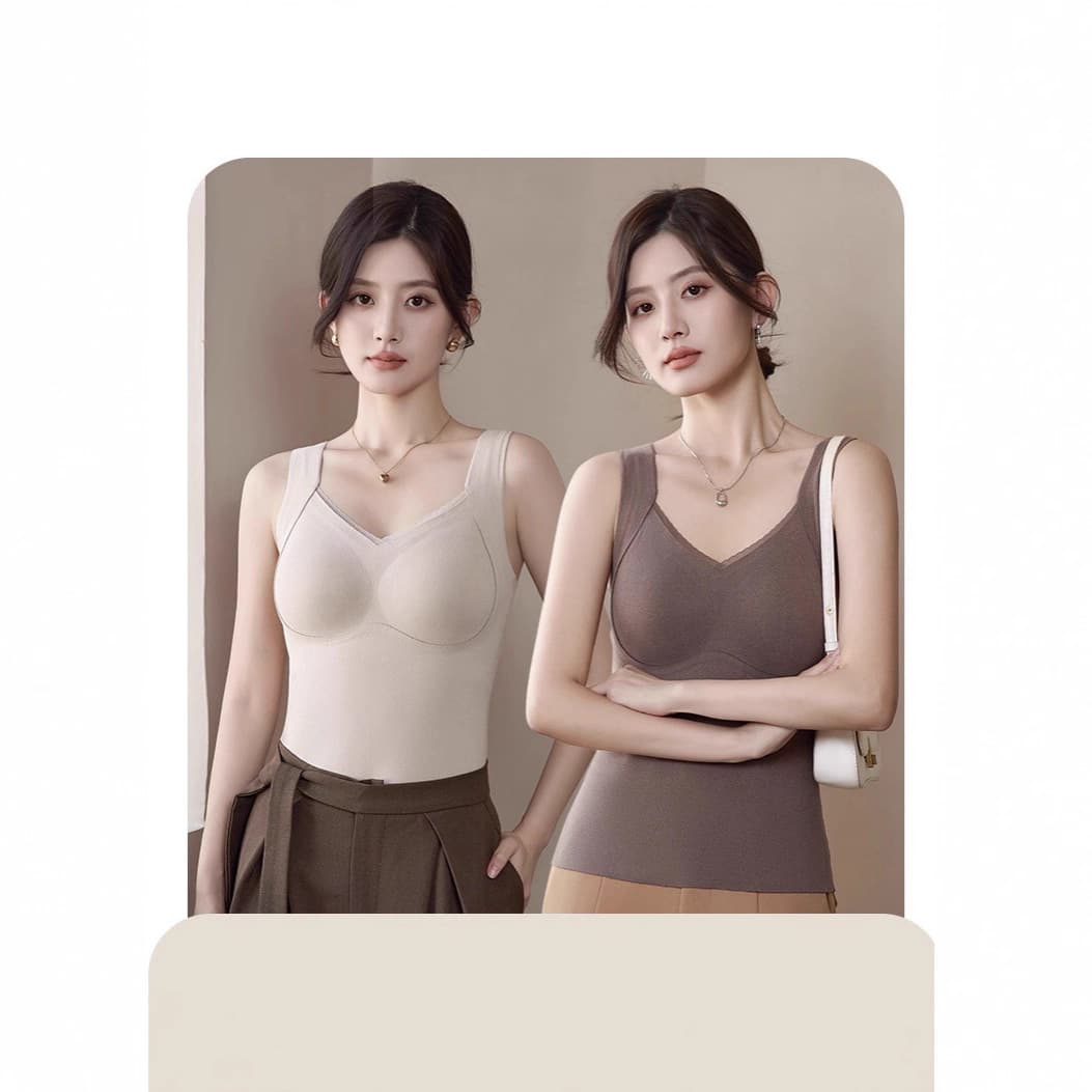 Graphene Mugwort Fixed Cup Fleece Lined Warm Vest Women's Inner and Outer Wear Base Layer Seamless Lace Camisole