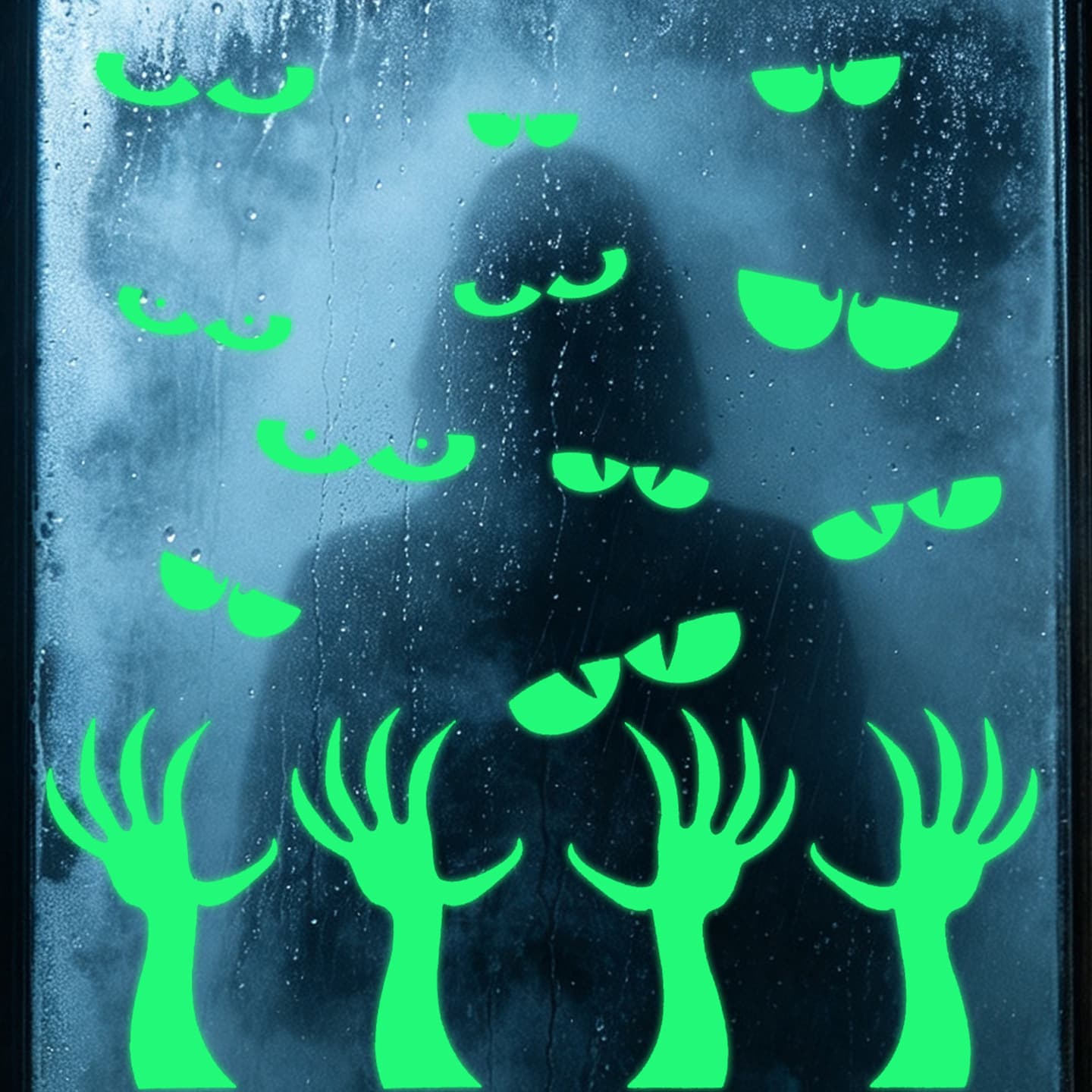 Halloween Stickers Luminous Eyes Ghost Hands Party Decoration Stickers Amazon's Hottest Fluorescent Horror Wall Stickers Self-Adhesive