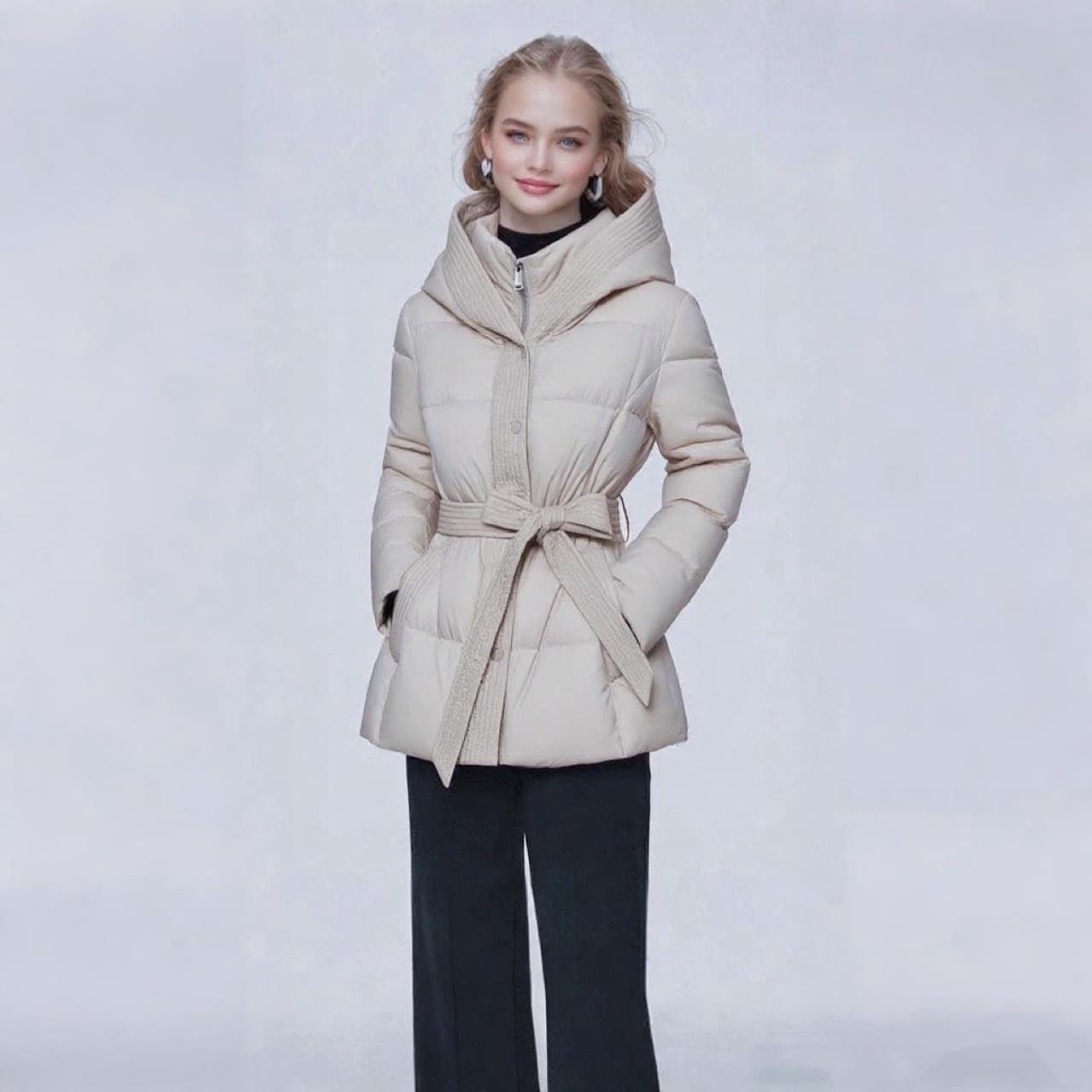 Black Cotton Coat Women 2025 New Winter Thick Jacket Plus Size Petite Short Waist-Nipped Down Cotton Coat