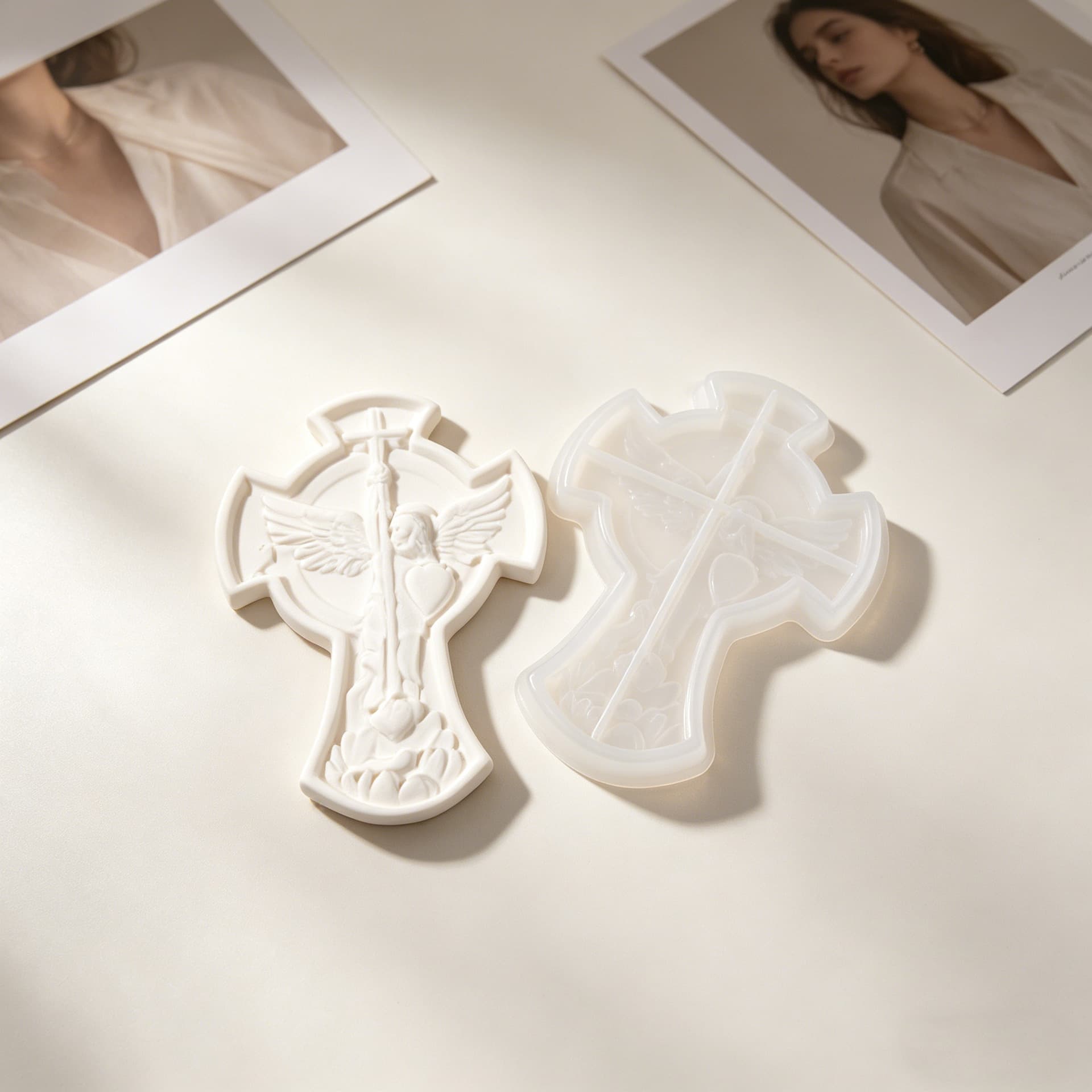 Relief Saint Seiya Angel Cross Tray Resin Silicone Mold Epoxy DIY Plaster Cement Mudguard