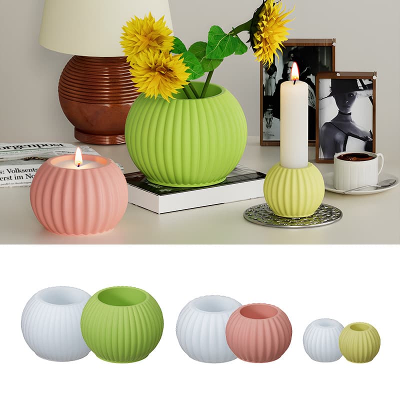 diy aromatherapy striped large, medium and small flowerpot storage box candle cup candlestick ornaments plaster silicone mold