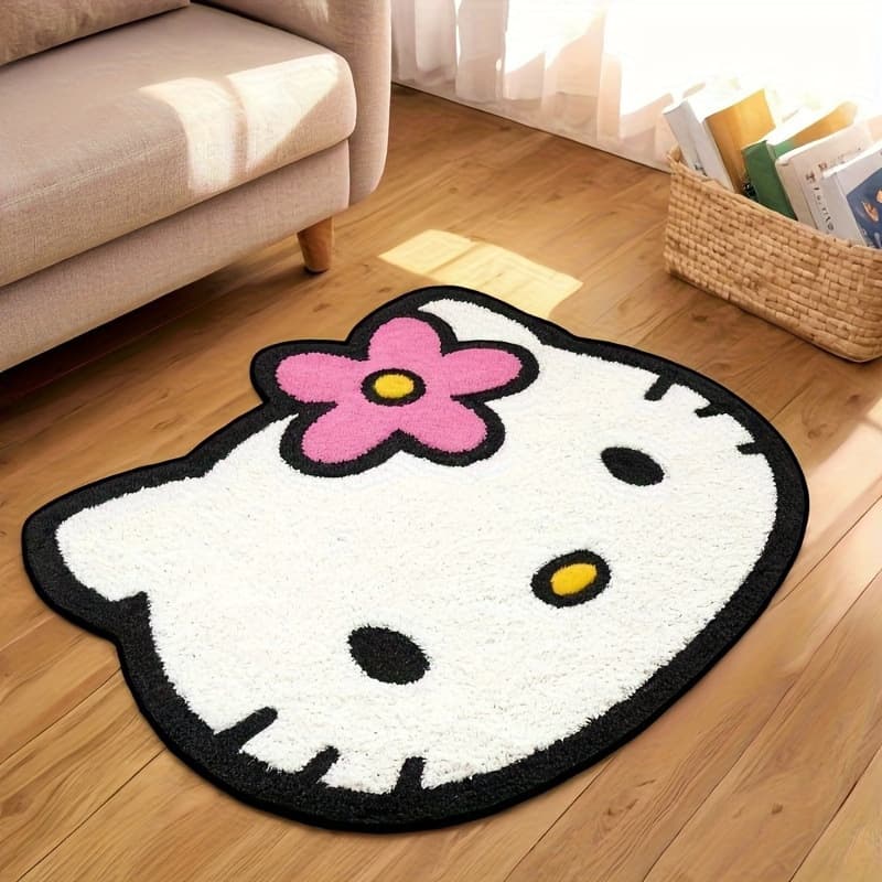 Unique Hello Kitty Doormat for Bedroom, Cute Decorative Floor Mat, Bedside Carpet, Dresser Rug, Easy to Clean Mat