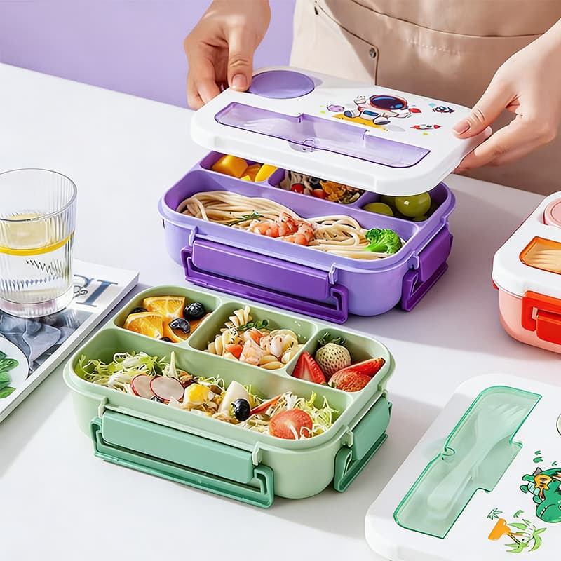 Cartoon Compartment Lunch Box Fruit Box Microwave-Safe Sealed Lunchbox Student Lunch Box Dinosaur Astronaut