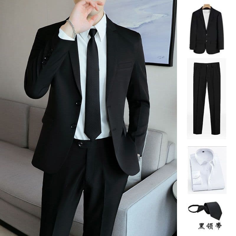 Men's Suit Set Formal Business Attire Premium Light Luxury Casual Business Outerwear Full Set Fashion Men's Suit