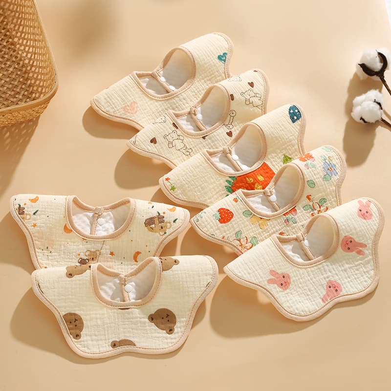 Wholesale Waterproof Petal Bibs, Breathable Gauze Bibs for Newborns, Skin-Friendly Anti-Spit-Up Drool Cloths