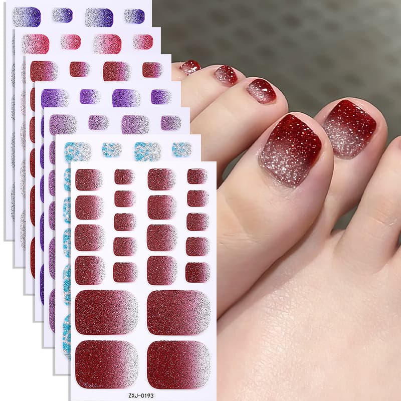 Zhengxiang Summer New Onion Pink Gradient Toenail Stickers for Girls Beach Toe Nail Stickers Cross-border Hot Nail Art Stickers