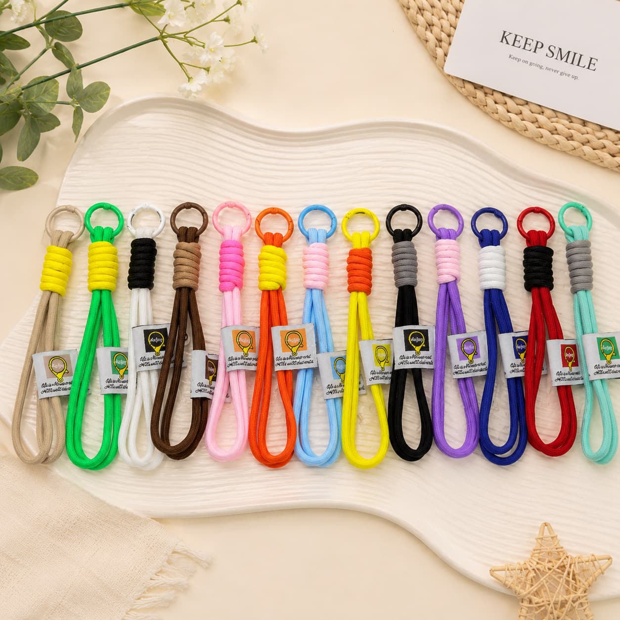 Double-layer nylon woven keychain accessories bag lanyard carabiner plush doll mobile phone chain lanyard pendant accessories