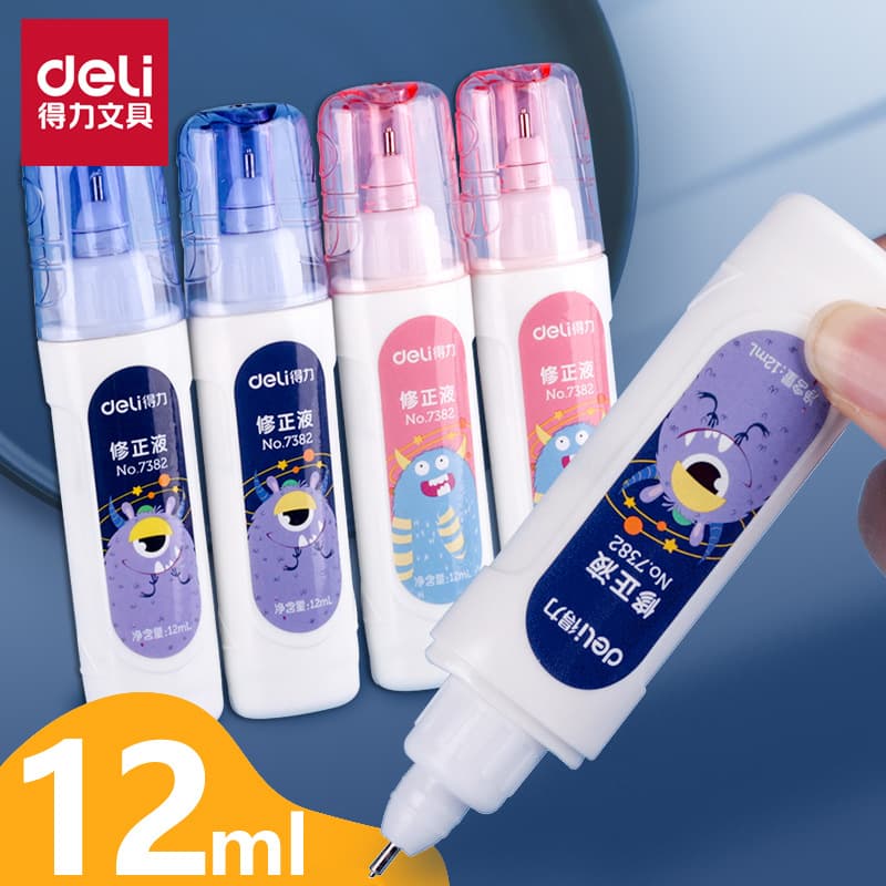 Deli Stationery 7382 Correction Fluid, Quick-Drying for Students, Correction Pen, Ink Eraser Wholesale