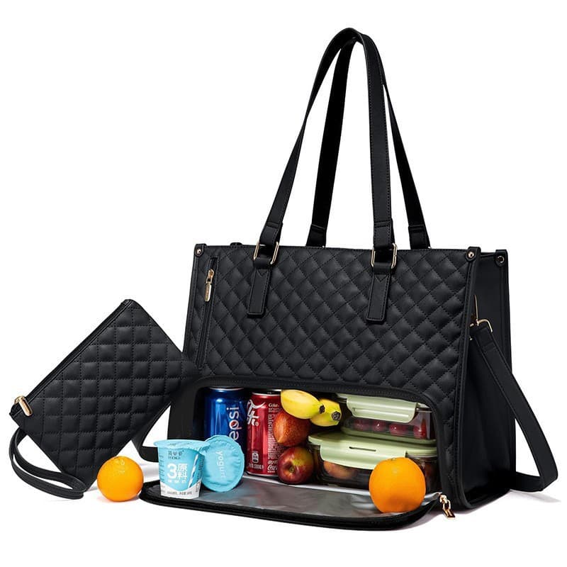 Spot cross-border lunch bag large capacity tote bag laptop storage bag office worker lunch box 2-in-1 handbag