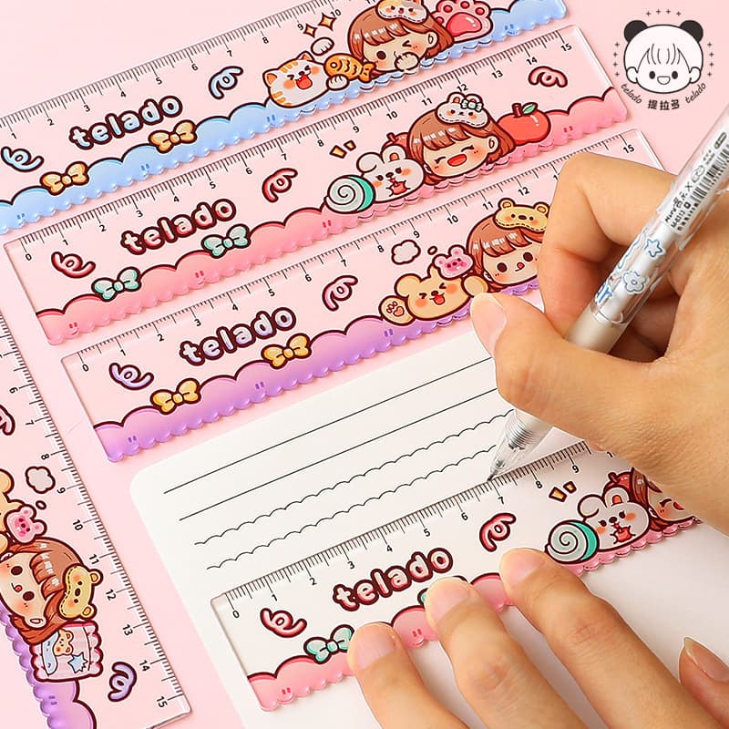 Welfare model cute animal wavy ruler acrylic ruler hand ledger measurement grid ruler student hand ledger ruler