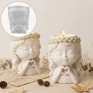 Baijiaxing DIY Heart-Making Girl Vase Silicone Mold, Nordic Style Plant Flower Pot Pencil Holder Storage Plaster Mold