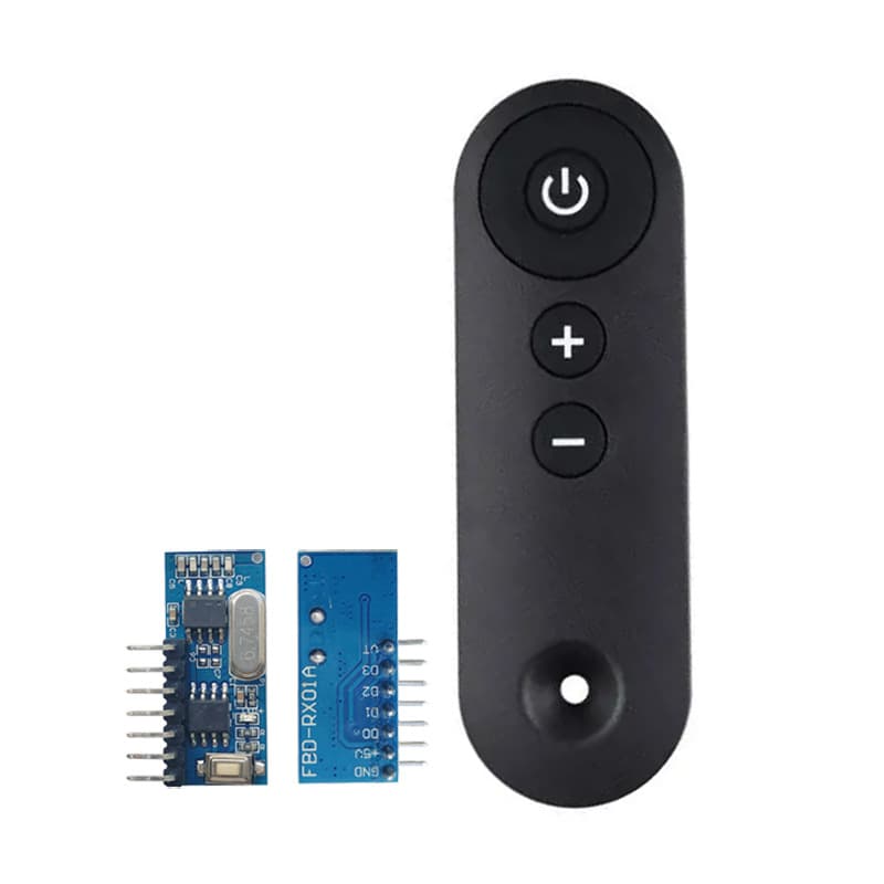 Black 3-Button Remote Control with Receiver Module 5V Decoding Receiver Module for Dimming Light, Atmosphere Light Switch Remote Control