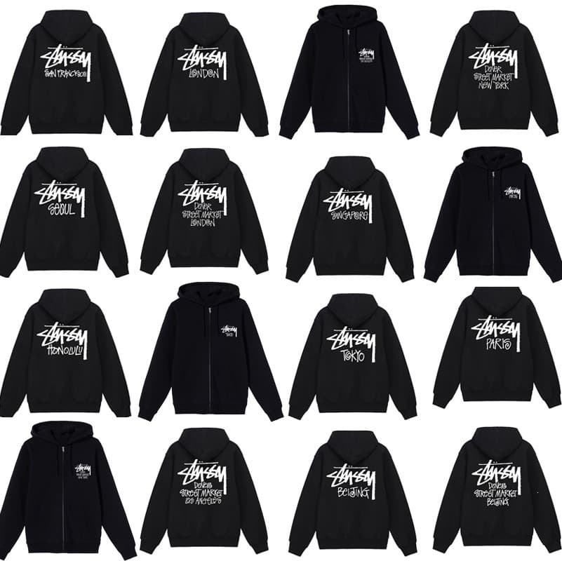 Cross-Border Streetwear City Limited Zip-Up Hoodie Fall/Winter Loose Fit Unisex Hoodie Jacket STU