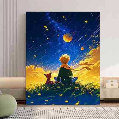Starry Sky Little Prince diy digital oil painting 2026 new high-end coloring painting to pass the time hand-painted decorative painting