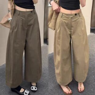 Korean-Style High-Waist Wide-Leg Pants for Women 2026 Summer Thin Loose Slimming Ankle-Length Casual Pants Petite Versatile Straight-Leg Pants