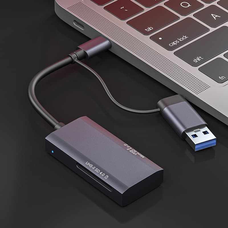 Xinjufeng 4.0 Dual Drive Letter Card Reader High-Speed UHS-II PUSH V90 SD/TF 2-in-1 Card Reader