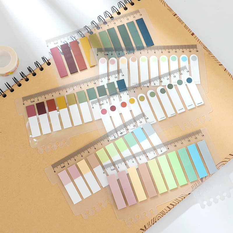PET sticky notes index tabs Morandi colors binder fresh classification memo pads label stickers wholesale