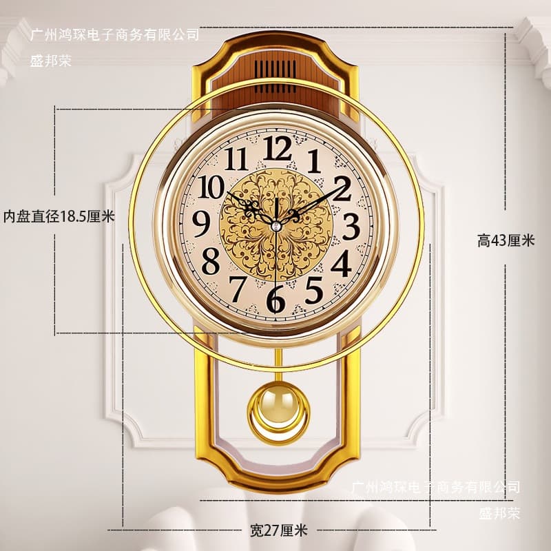 Factory direct sales European retro swing wall clock living room simple fashion wall clock bedroom silent quartz clock