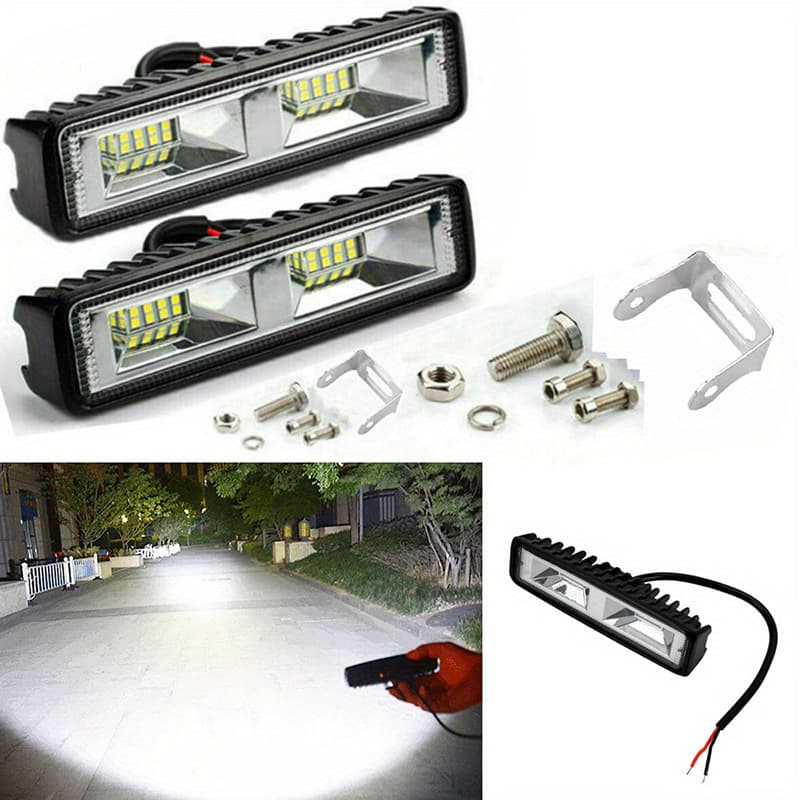 Motorcycle Headlight Work Light LED Car Daytime Running Light 48W One-Line 16LED Wrangler Bar Light Spotlight