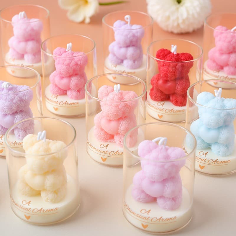 Cute Bear Aromatherapy Candle Cup Ambience Decor, Adorable Bear Scented Candle Creative Holiday Gift Wholesale Cross-Border