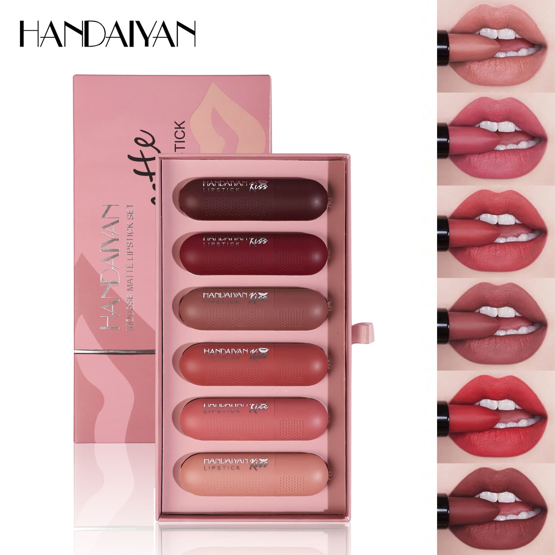 Cross-border Creative Lipstick-shaped Voice Recorder Set Handaiyan Genuine Lip Gloss Makeup Natural Matte Lip Color Wholesale
