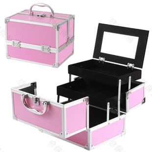 Aluminum makeup case with mirror, large capacity, portable multi-layer small toolbox for professional makeup artists