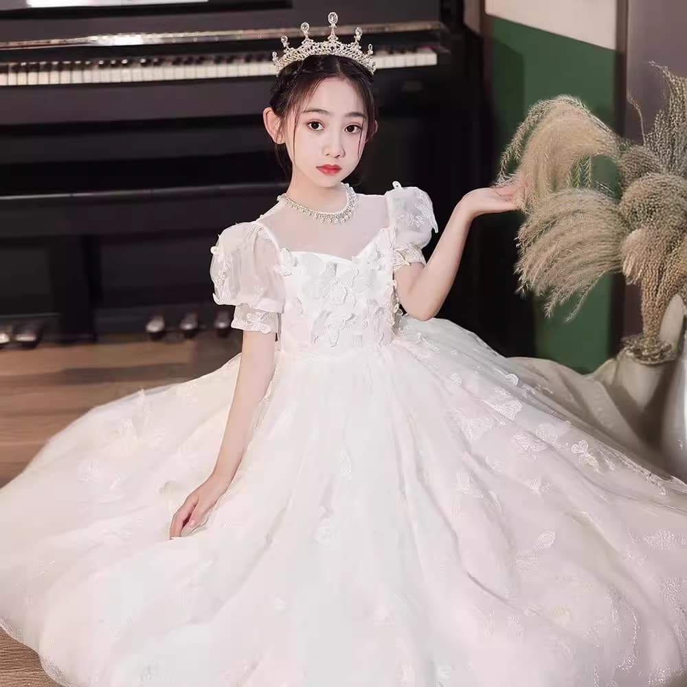 Super Fairy Children's Dress 2026 New Flower Girl Wedding Little Girl Princess Dress Student Graduation Speech Children's Dress
