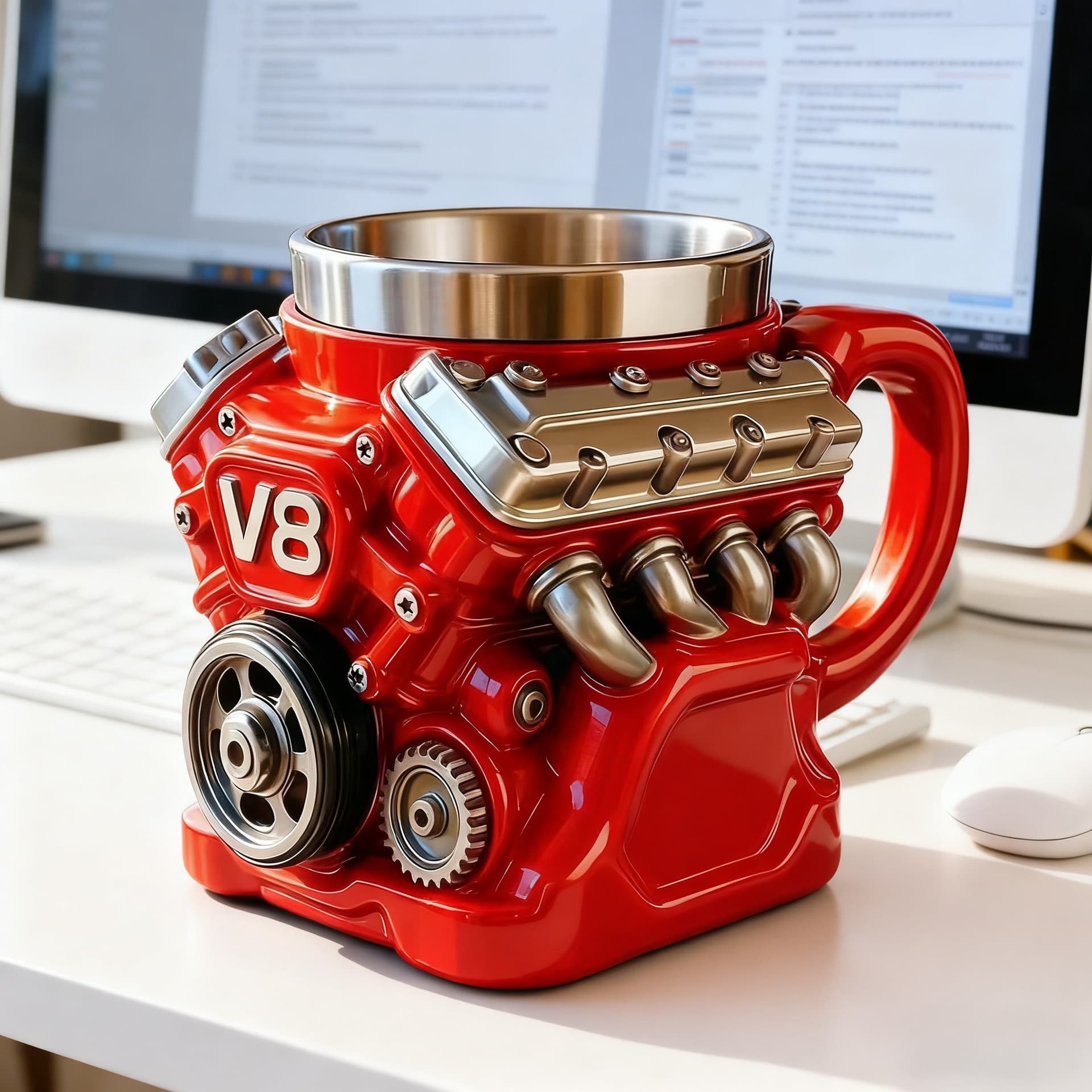 Cross-border creative trend V8 engine resin mug with liner, simple and personalized mechanical engine engine wine glass