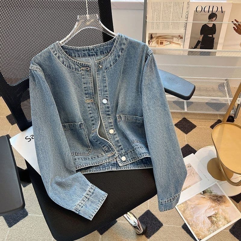 Designer Niche Single-Breasted Short Denim Jacket for Women 2025 Spring New Style, Loose-Fitting Versatile Top