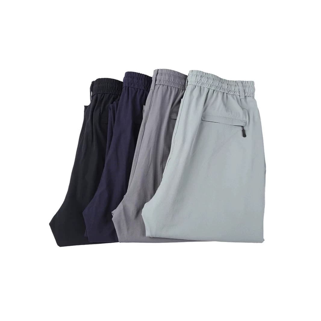 Quick-Dry Pants for Men, Summer Thin, Middle-Aged and Elderly Casual Pants, Elastic Waist, Loose Fit, Ice Silk Pants, Sports Pants