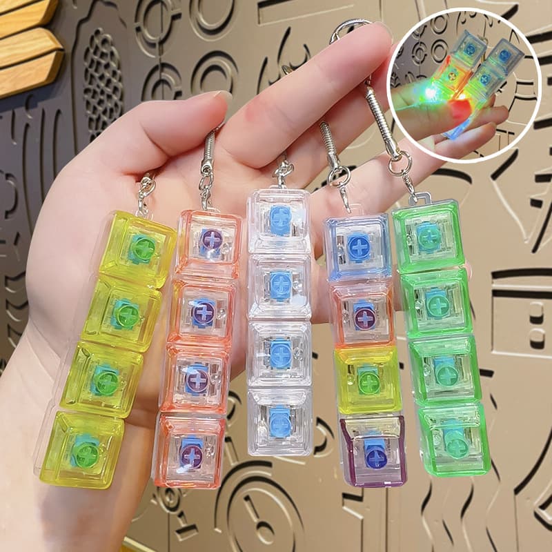 4-Key Transparent PC Light-Up Stress Relief Keyboard, Office Desk Toy, Cross-Border Keychain Wholesale