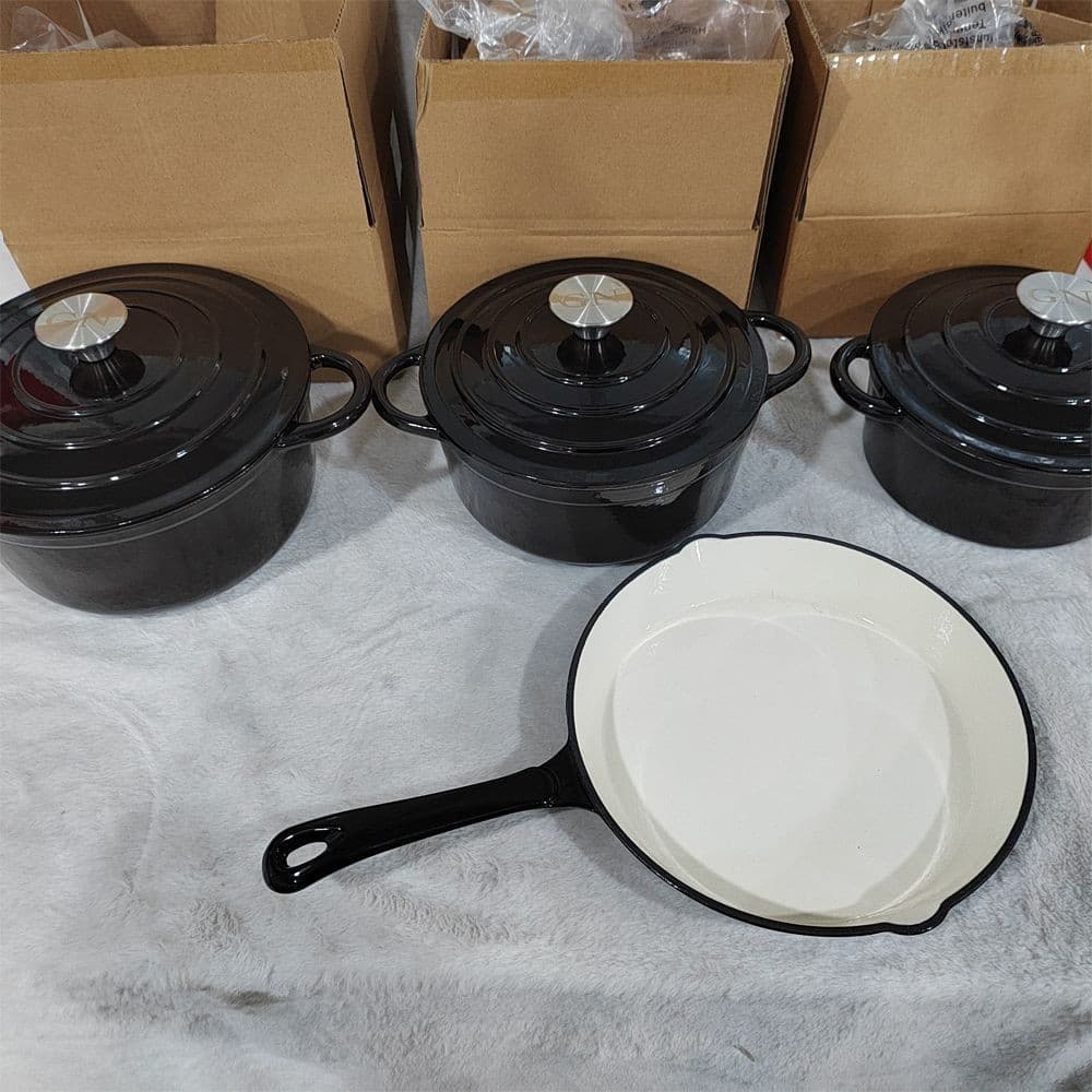 Yanchu cast iron pot enamel stew pot frying pan frying pan 4PCS non-stick kitchen family pot set