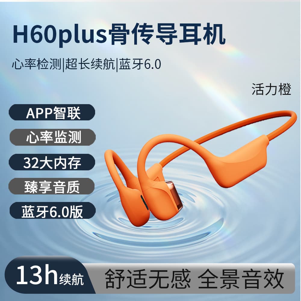 Cross-border Hot Selling Bone Conduction Wireless Bluetooth Headphones Swimming Waterproof Sports Running Stereo Noise Reduction H60plus